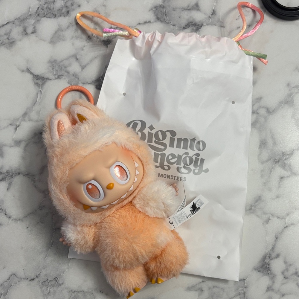 Labubu  Plush Toy - Peach and White, nwt